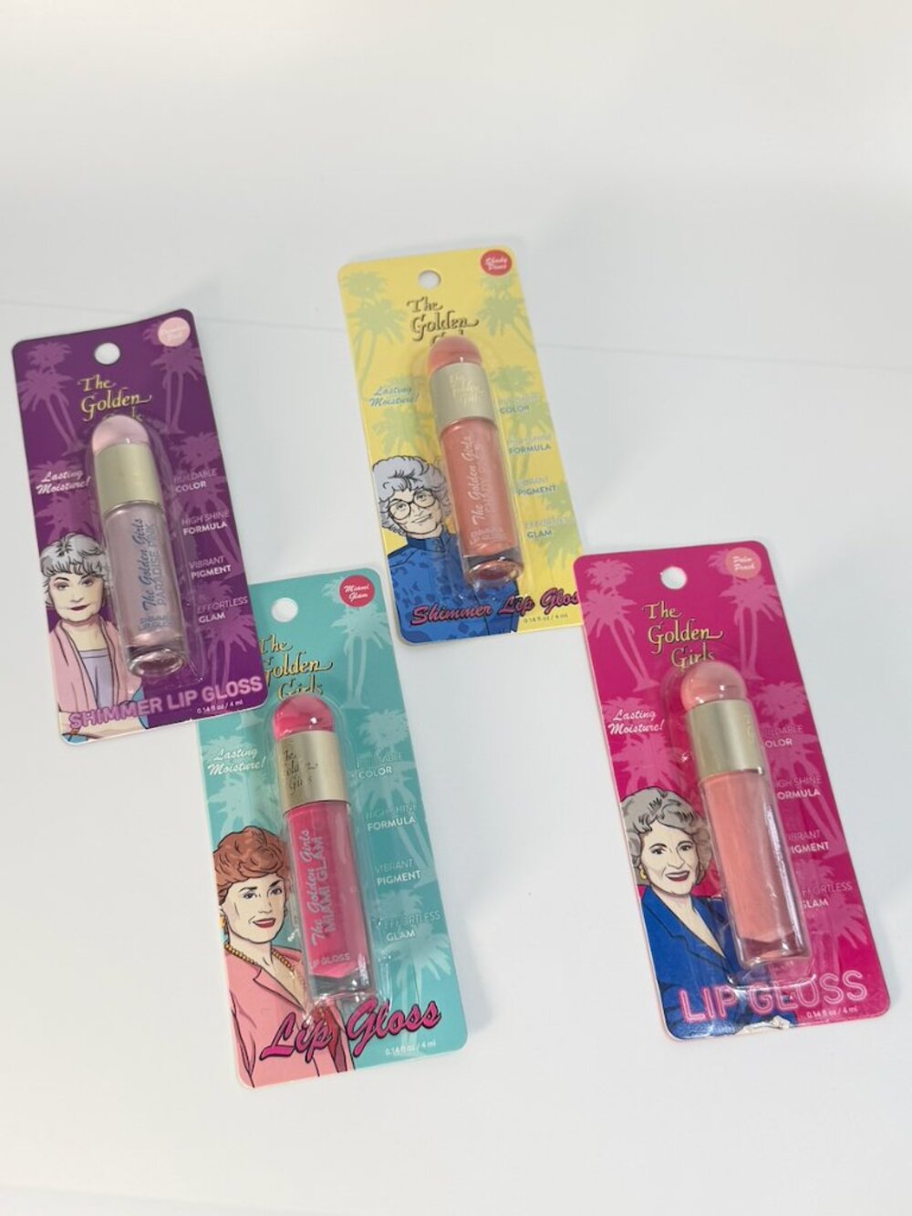 The Golden Girls Shimmer Lip Gloss 4-Piece Set NIP Viral Sold Out Dorothy Blanch